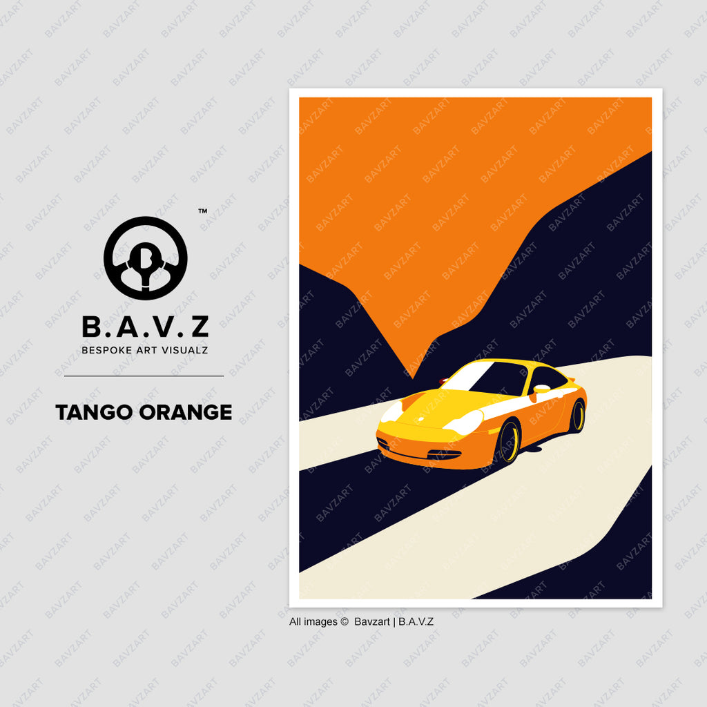 Porsche 996 tango orange - wall art