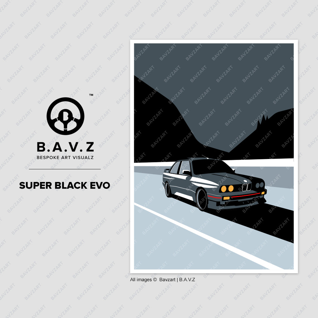 Gorgeous BMW e30 M3 super black evo wall  art