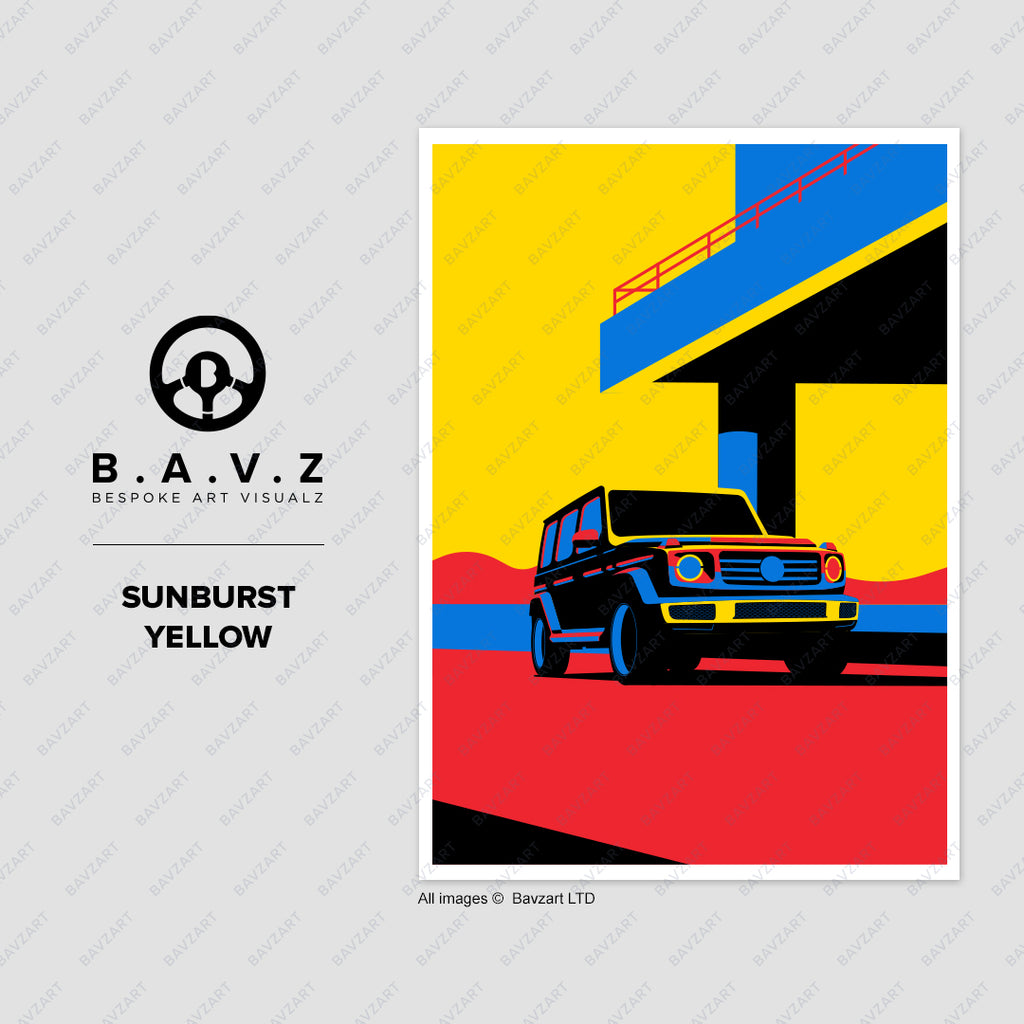 Mercedes Benz G sunburst yellow wall art