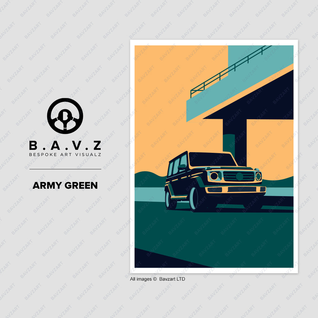 Mercedes Benz G army green wall art